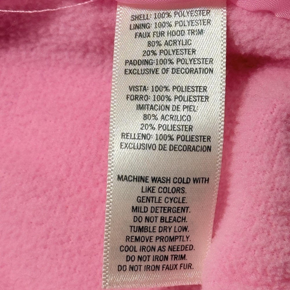 OshKosh B'gosh Girls Floral Puffer Coat 2T Pink Gray Hooded‎ - Picture 3 of 5